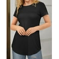 thumbnail image 3 of JYLFC Womens Shirts Summer Crew Neck Shirts Basic Short Sleeve Tshirt Loose Fit Casual Tunic Tops Black, XL, 3 of 7