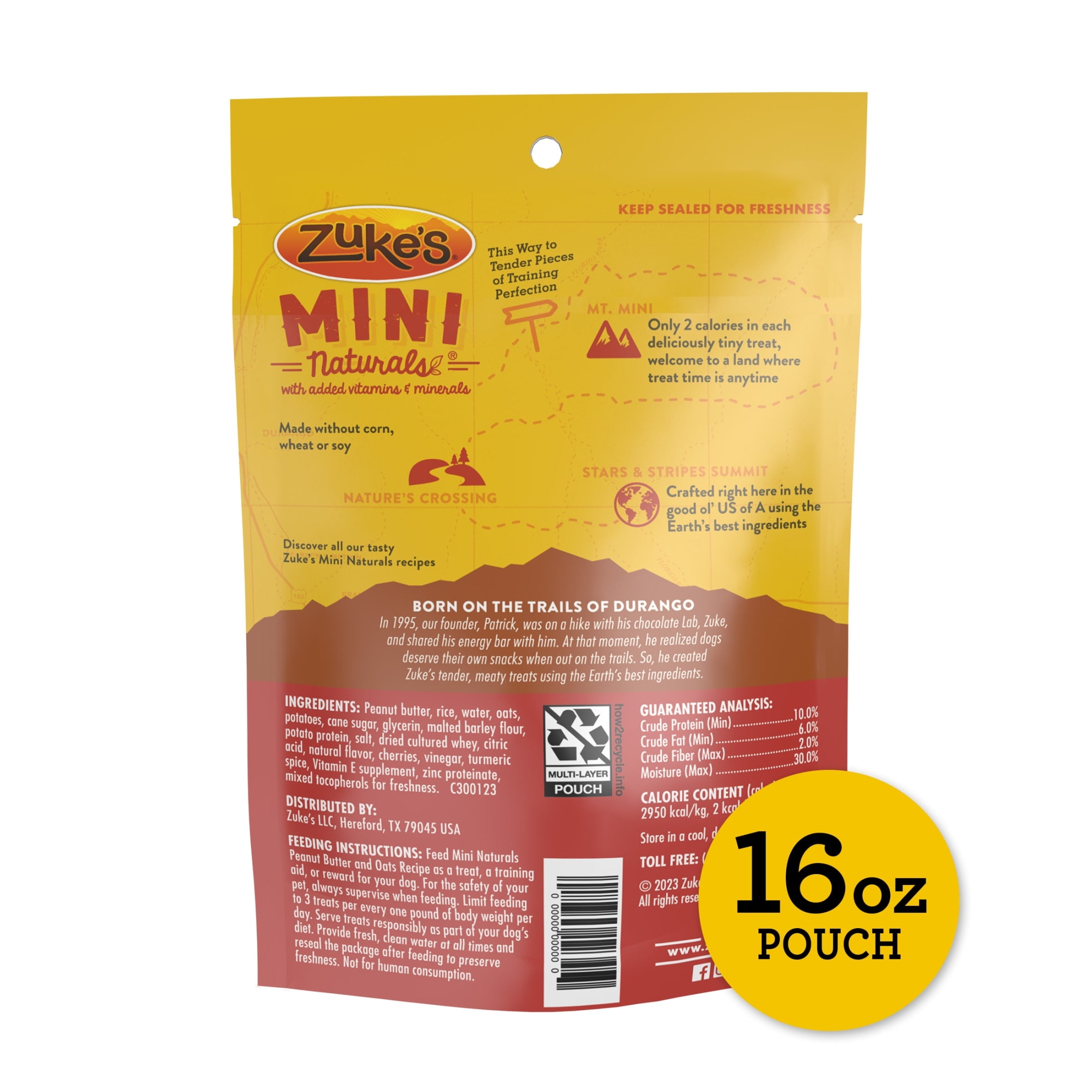 (6 pack) Zuke's Mini Naturals Soft Dog Training Treats, Peanut Butter Oats Recipe Tender Chews, 16 oz Pouch