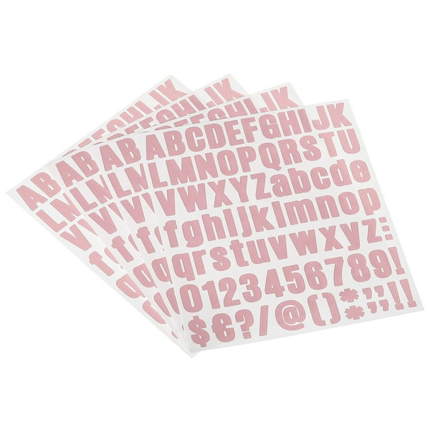 Kit de calcomanías de letras y números autoadhesivas de vinilo Uxcell, rosa, 81 piezas, 4 hojas