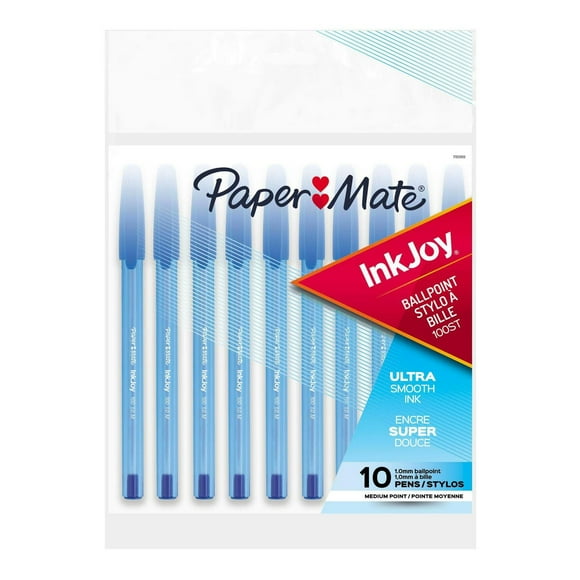 Paper Mate InkJoy 100ST Ballpoint Pens, Medium Point (1.0 mm), Blue, 10 Count