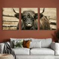 thumbnail image 6 of Shadudu Bull Wooden Fence Rustic Triptych Set Modern Wall Decor 12x16 Inches 12"x16"x3pcs, 6 of 6