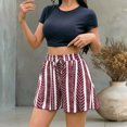 thumbnail image 2 of VNKIDY Womens Elastic Drawstring Waist Retro Fashion Print Pleated Flowy Shorts Loose High Waist Lightweight Casual Beach Vacation Shorts For Ladies Classic Shorts XL, 2 of 5