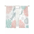 thumbnail image 6 of Teal Red Coastal Sheer Curtains for Living Room Bedroom Summer Lobster Coral Nautical Sheer Curtains 63 Inch Long 2 Panels Set Light Filtering Curtain Window Treatments Drapes for Dining Room, 6 of 6