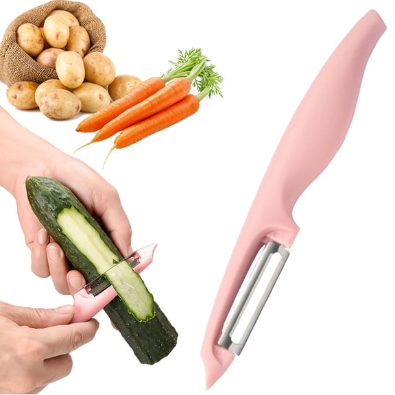 Hgtduk Potato Peeler, Stainless Steel Y Peeler with Soft Rubber Handle, 19x3cm Pink