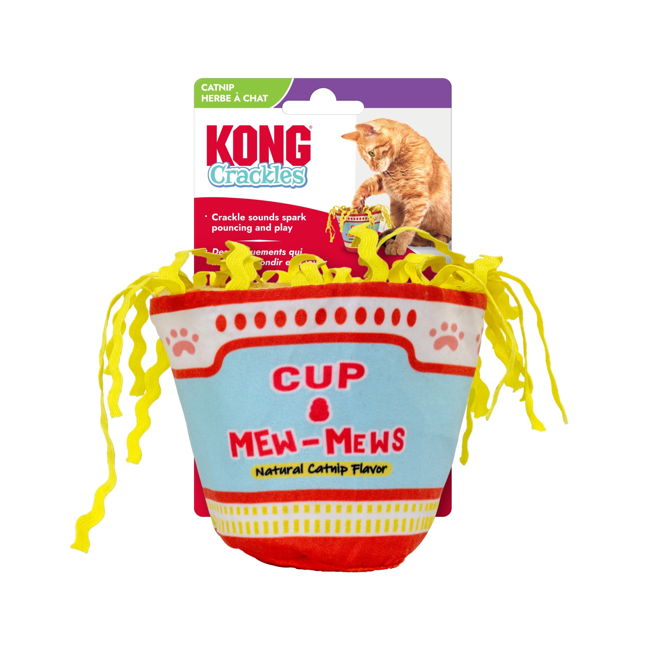 KONG Crackles Plush Cat Toy, Noodles, with Premium North American Catnip