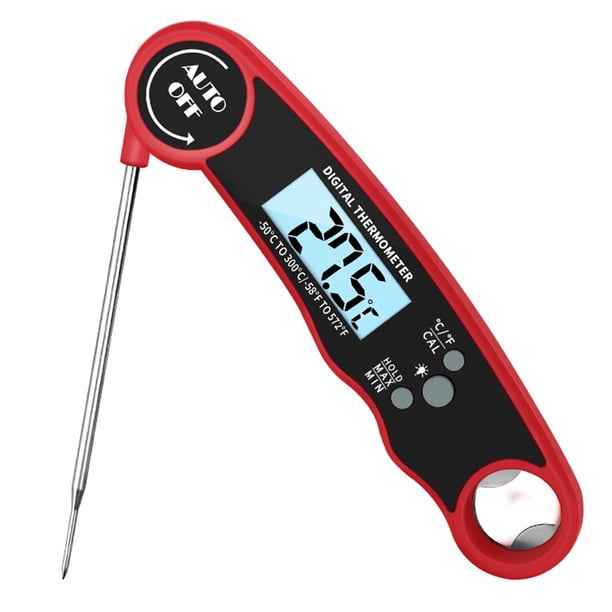 Termómetro para carne, termómetro de lectura instantánea digital de plegado rápido, termómetro para barbacoa con función de calibración y retroiluminación para cocinar MFZFUKR CPB-US-WZY45-2
