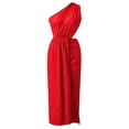 thumbnail image 5 of Bigersell Sleeveless Dress Fashion Women Summer Solid One-Shoulder Sleeveless Hollow Out Long Dress Women's Plus A-Line Dress Style 24468, Female Full-Length Dresses Red M, 5 of 6