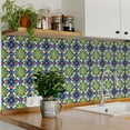 thumbnail image 3 of Mi Alma Removable Vinyl Retro Flower Green/Red Backsplash Tile Stickers, 24pcs, 3 of 11