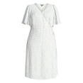 thumbnail image 4 of Terra & Sky Women's Plus Size Midi Wrap Dress with Elbow Sleeves, Sizes 0X-5X, 4 of 4