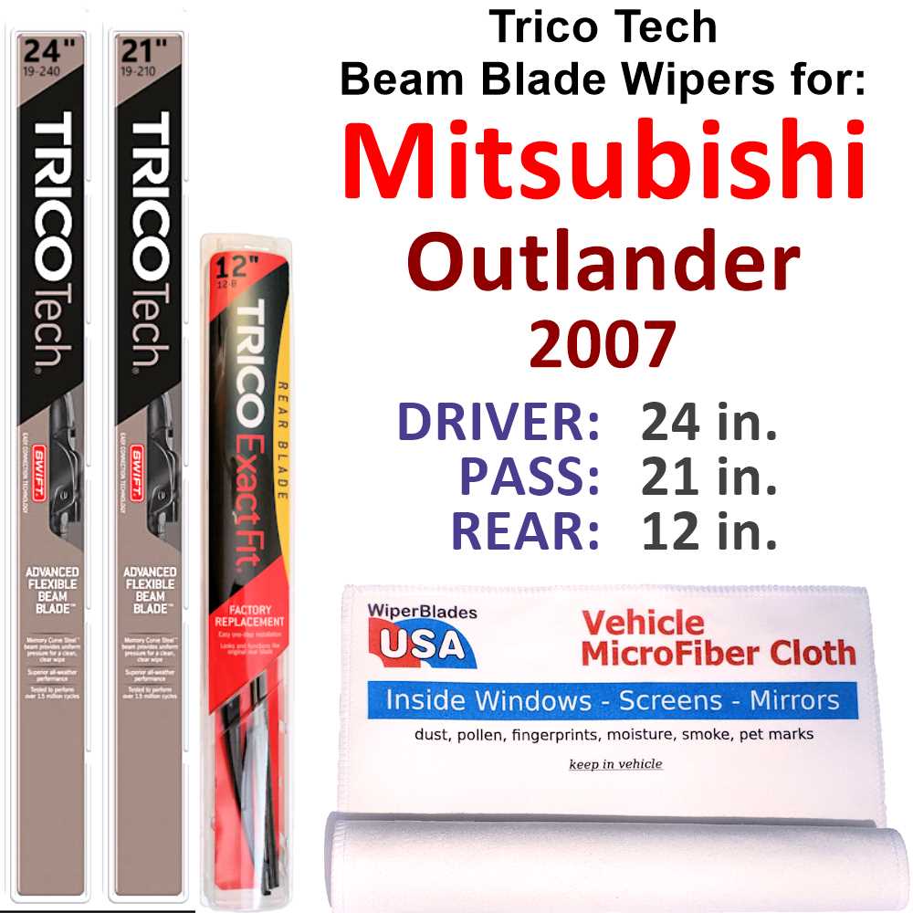 2007 Mitsubishi Outlander Beam Blade Wipers (Set of 3) w/Rear Wiper