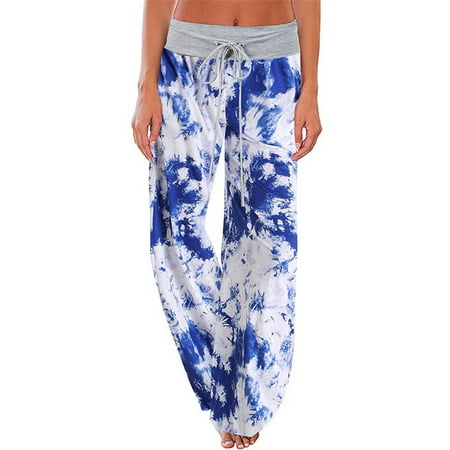 

Paille S-2XL Casual Long Pants for Women Drawstring Elastic Waist Wide Leg Trouses Lounge Wear Pajama Pants