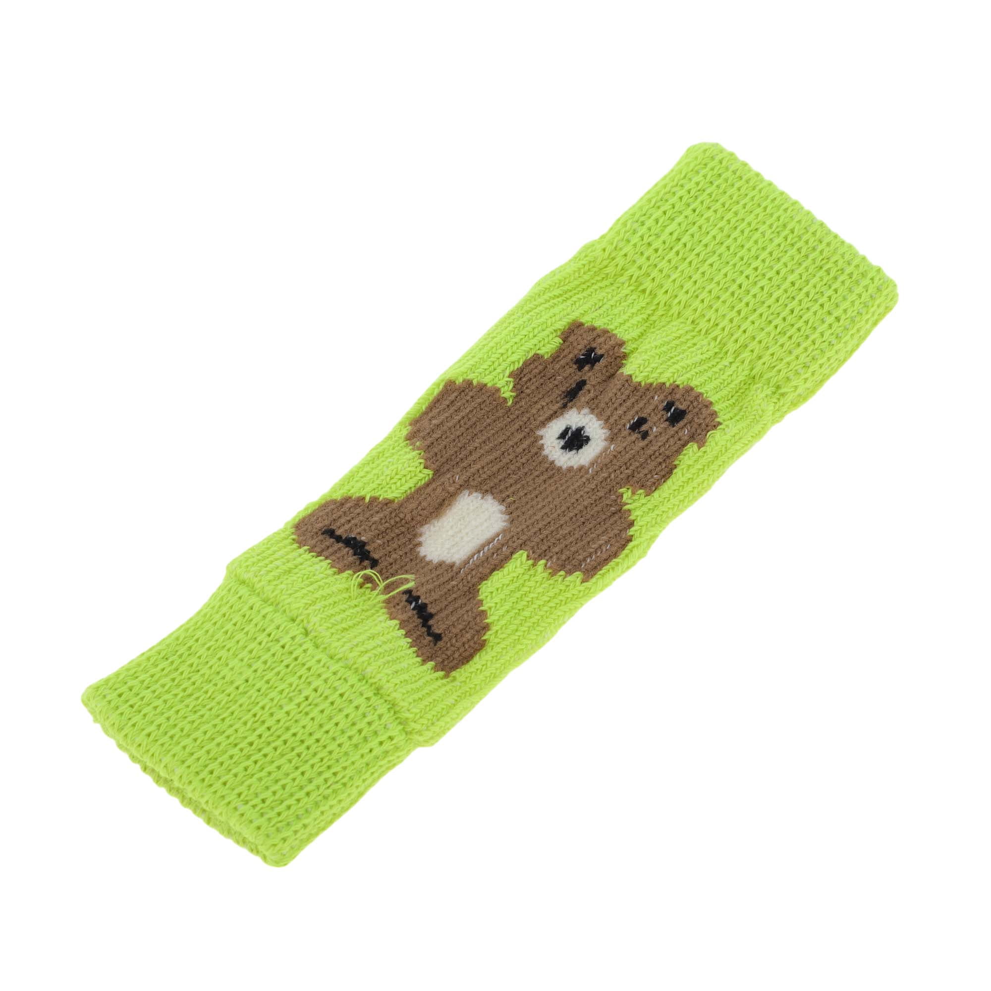 Unique Bargains Pack of 4 Dog Leg Soft Knitted Dog Socks Joint Protection Green Bear L