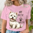 thumbnail image 3 of Camiseta con citas de razas de perros bonitos de My Bestie Is A Westie, camiseta divertida con estampado de patas de perro para mujer, regalo para amantes de los animales de dibujos animados, camiseta, 3 of 5