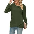 thumbnail image 3 of AOOCHASLIY Women Fall Tops Women's Printed Solid Round Neck Long Sleeved Tops, 3 of 4