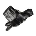 thumbnail image 3 of Guantes de cuero para hombre, de invierno, cálidos, con forro polar, para pantalla táctil, de imitación de piel de oveja, para conducir, a prueba de viento, finos, para motocicleta, 3 of 4