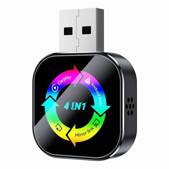AI Box In-Car Wireless CarPlay Adapter 4-in-1 USB Dongle for Wired CarPlay to Wireless CarPlay and Android Auto