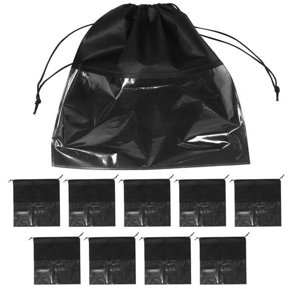 Oraceous 10 Pcs Travel Shoe Bags Shoe Organizer Pouch Non-Woven Drawstring Storage Bags With Clear Window For Travel Trip Carrying Packing
