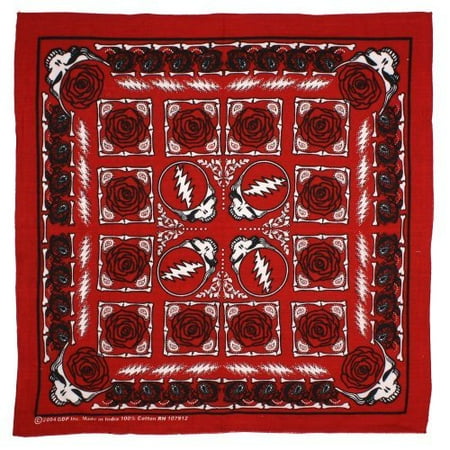 Roses Bandanas - Sunshine Joy Grateful Dead Skull Roses Bandana Grey