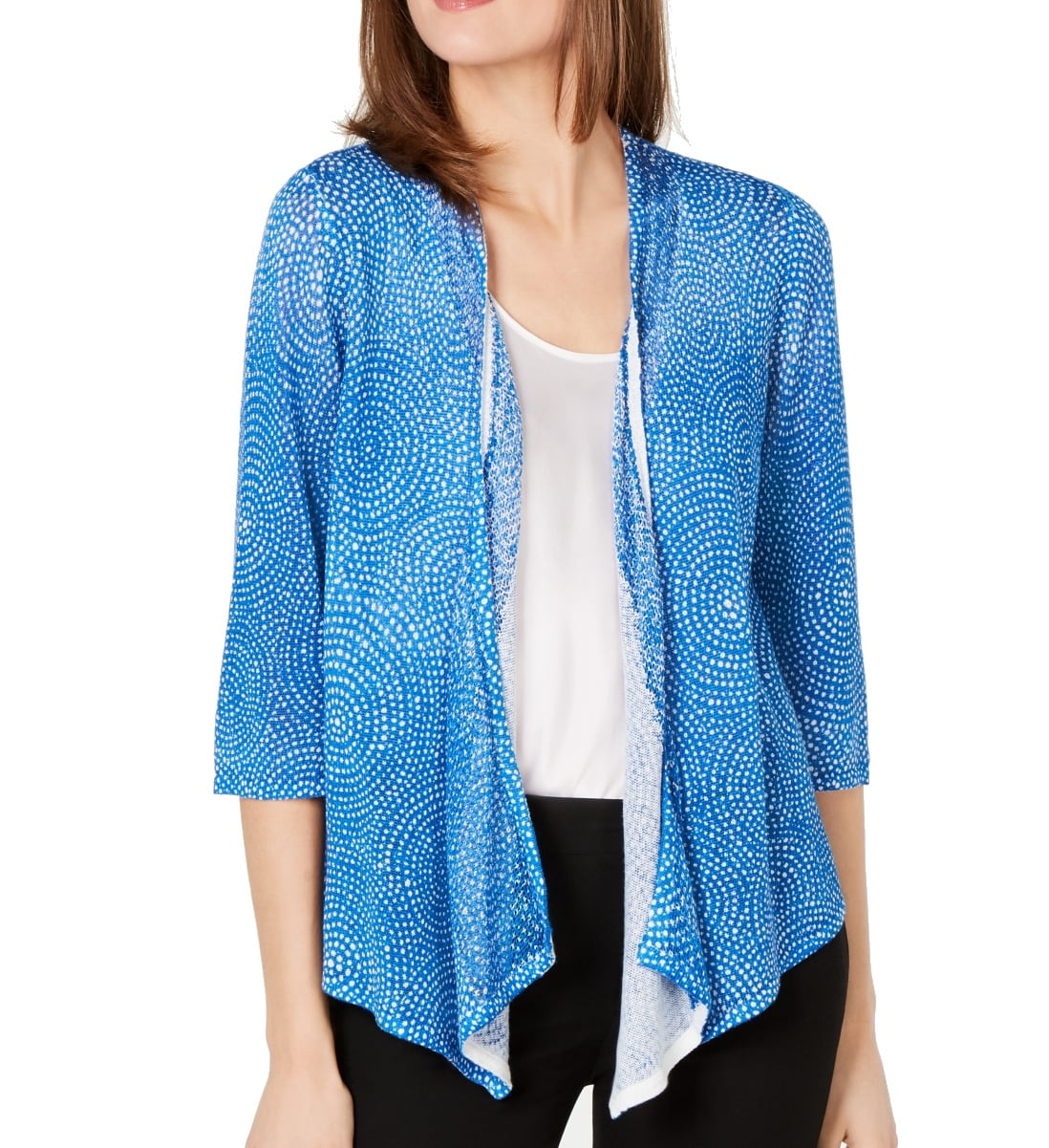 Alfani Women's Sweater Cardigan Open Front Polka Dot XL