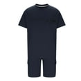 thumbnail image 4 of Ensemble Décontracté à Manches Courtes et Col Rond et Shorts à Taille Élastique avec Cordon pour Hommes, Mélange Coton Polyester, Noir, P, 4 of 6
