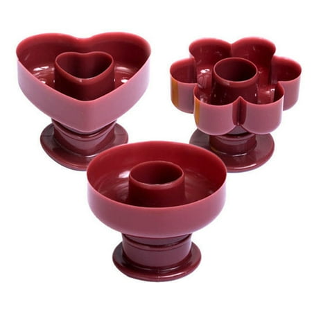

Hadanceo 3Pcs/Set Doughnut Mold Round/Heart/Flower Shaped Food Grade DIY PP Dessert Fondant Cake Cutter Maker Mould Baking Tools
