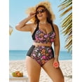 thumbnail image 2 of Traje de baño Hanna Nikole para mujer, 2 piezas, tallas grandes, 22+, con estampado floral, 2 of 3