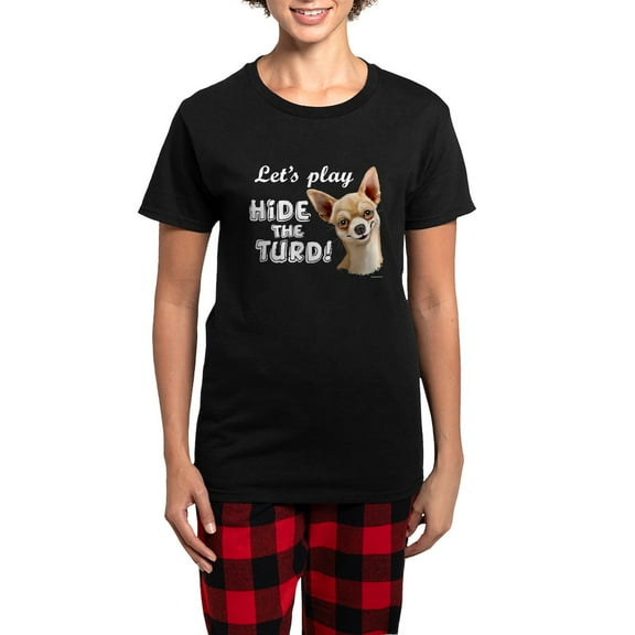 CafePress - Chihuahua Turd Women's Dark Pajamas - Women's Short Sleeve Print T-Shirt and Pants Dark Cotton Pajama Set