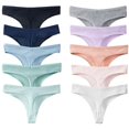 thumbnail image 4 of 10 piezas/juego de bragas de algodón a rayas para mujer, ropa interior sexy, tangas deportivas, lencería cómoda, suave y caliente, 4 of 5