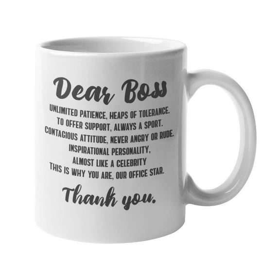 Dear Boss Cool Boss's Day Poetry Coffee & Tea Gift Mug Cup For Bosses In Creative Industries Such As A Writer's Boss, Editor In Chief, Marketing Manager, Film Director, And Music Producer (11oz)