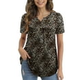 thumbnail image 3 of FOLUNSI Womens Plus Size Tunic Tops Short Sleeve Casual Floral Henley Shirts M-4XL, 3 of 5
