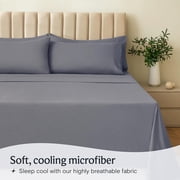 LuxClub 3 Piece Twin XL Sheet Set, Deep Pocket Cooling Bed Sheets, Silky Soft Hotel Quality Bedding with Pillowcase, Flat & Fitted Sheets - Silver