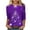 1Purple, variant on PuLe Women's Christmas Printed Tshirts Tops Trendy Cute 3/4 Length Sleeve Round Neck Shirts Loose Fit Pullover Blouses