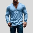 thumbnail image 2 of Long Sleeve Shirts for Men, Men's Long Sleeve Henley Shirt Deep V-Neck Shirts Button Down Casual Classic Tee Lightweight Fall Shirts, 2 of 4