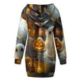 thumbnail image 6 of SwiftWear ​Women's Halloween Hooded Dress with Ghost/Pumpkin Print - Spooky Sweatshirt Dresses Casual/Halloween Costume, Dual Pockets, Cozy & Trendy​, 6 of 7
