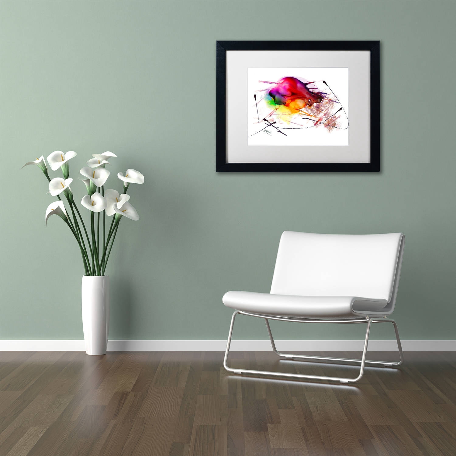 Trademark Fine Art "Abstract 02" Canvas Art by Mako, White Matte, Black Frame