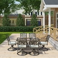thumbnail image 4 of CASAINC 59 in. W x 40 in. D Aluminum Ceramic Tile Top Rectangular Dining Table with Umbrella Hole Not included Chair, 4 of 7
