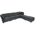 thumbnail image 5 of Tabaray 130" Sectional Sofa with Full Down Feather Cushions, Fabric 6 Seats Modular U-Shaped Sofa Couch Set with Convertible Ottoman, Free Combination Sleeper Sofa for Living Room, Apartment, 5 of 8