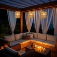thumbnail image 3 of ALL FORTUNE Battery Operated Chandelier, Battery Hanging Pendant Light, Rattan Lights with Warm White Bulb, 4*AA Battery Powered,, 3 of 7