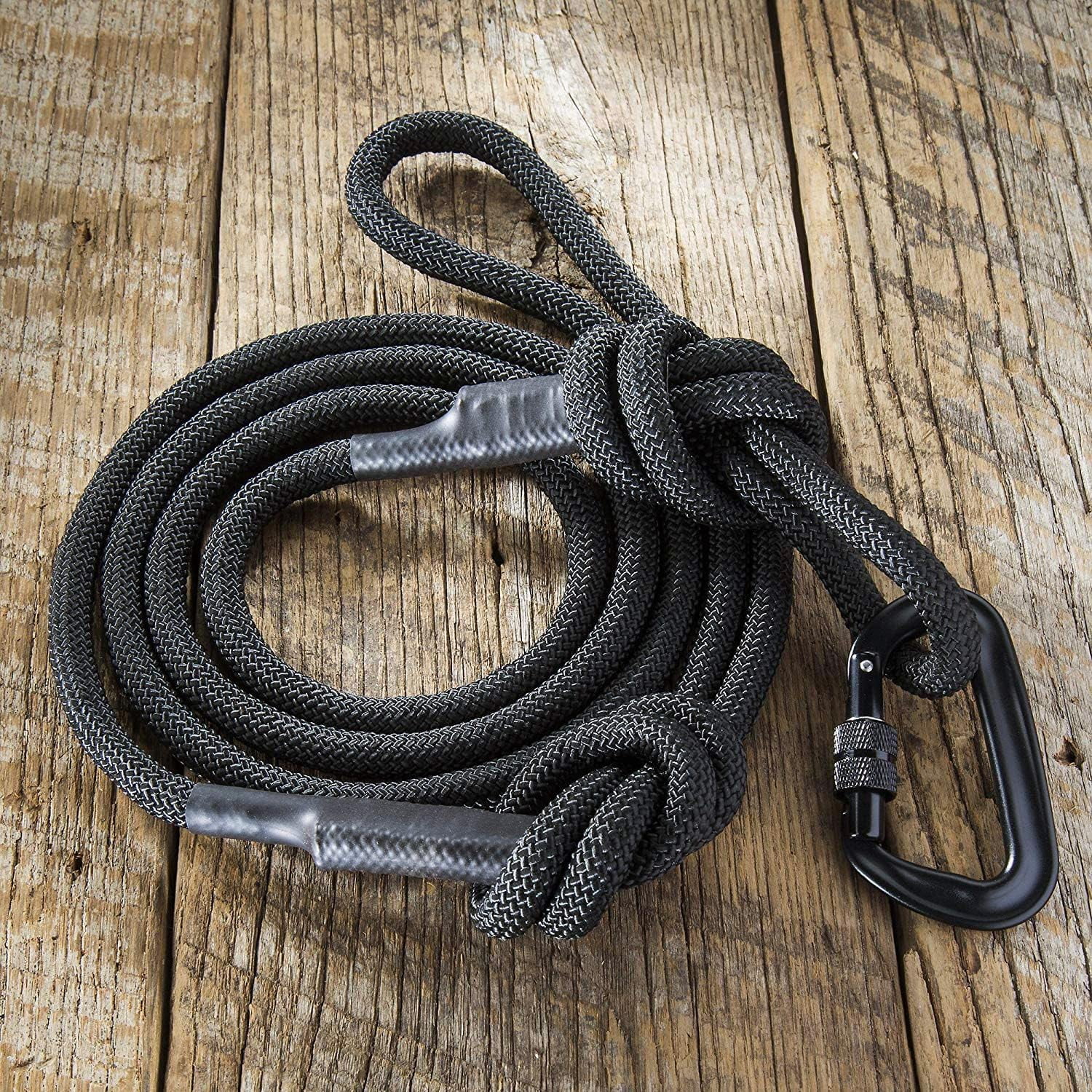 Adventure Pro Leash Climbing Rope and Carabiner Dog Leash | 6ft / Black