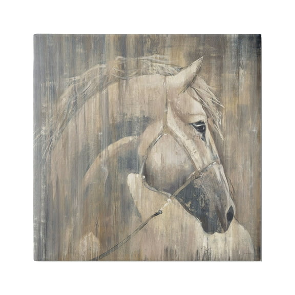 Stupell Industries Rustic Horse Portrait Animals & Insects Painting Gallery Wrapped Canvas Print Wall Art, 17 x 17