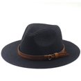 thumbnail image 1 of Zhuge Sombrero de paja, talla M (56 - 58cm), sombrero masculino panameño, negro, 1 pieza, 1 of 5