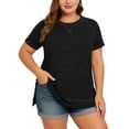 thumbnail image 5 of LANREMON Summer Short Sleeve T Shirts for Women Plus Size Casual Crew Neck Tshirts Side Split Oversized Tunic Tops Black Blouse 26 Plus, 5 of 5