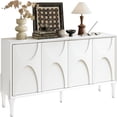 thumbnail image 6 of BFJDM 59 Inch Mid Century Sideboard Buffet Cabinet with 4 Doors and Adjustable Shelves Solid Wood Legs Accent Coffee Bar Console Table for Living Room Kitchen Entryway White, 6 of 10