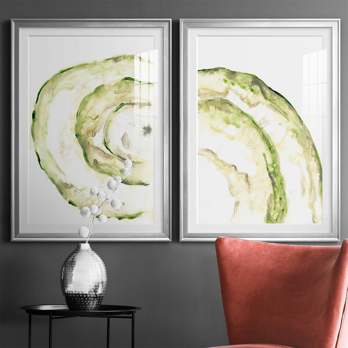Wexford Home Lichen Halo V Premium Framed Print, 22.5" x 30.5" - Ready to Hang, Silver (Set of 2)
