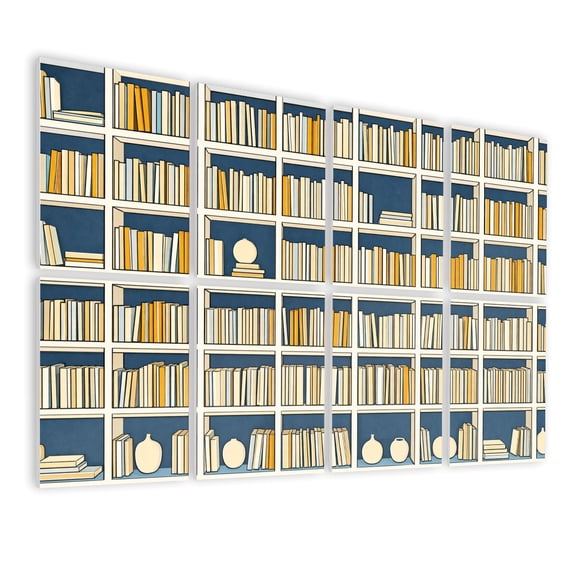 8 Pack Art Acoustic Panels Sound Absorbing Bookstore Public Library Decorative Soundproof Wall Panels Self Adhesive for Nursery Game Room Bedroom 48"x32"