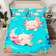 thumbnail image 2 of Homewish Cute Salamander Queen Sheet Sets,Pink Axolotl Flat Sheet,Colorful Ocean Animal Queen Fitted Sheet For Boys Girls,Super Cozy Room Decor,4pcs, 2 of 7