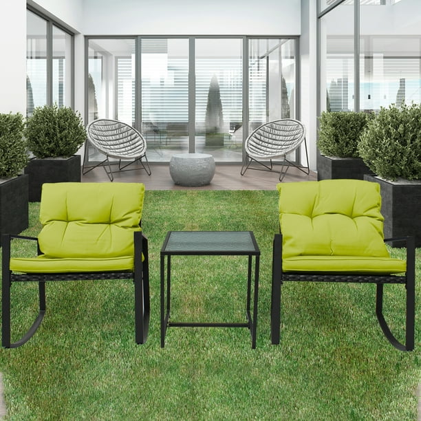 Ixir 3-Piece Rocking Bistro Set - Durable & Stylish Synthetic Wicker