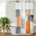 thumbnail image 3 of Modern Orange Beige Grey No Hook Shower Curtain Waterproof,Bathroom Curtains with Snap in Liners and See Through Top Window,Abstract Geometric Oil Painting Hotel Bathtub Curtains Shower 54"Wx78"L, 3 of 8