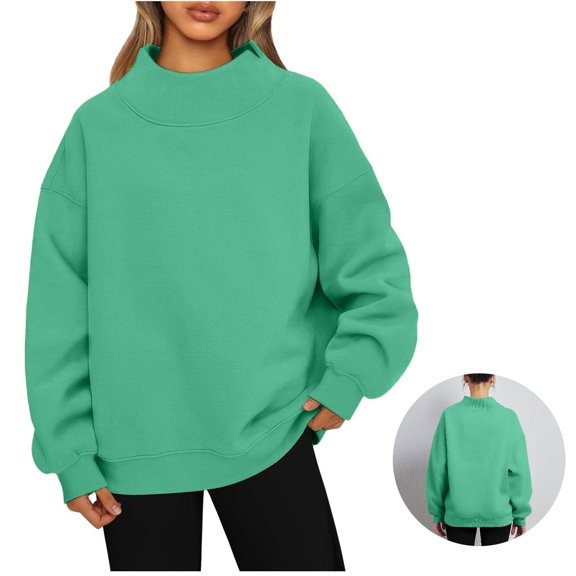Basysin Womens Turtleneck Sweatshirt Oversized Pullover Pullover Casual Long Sleeve Tops Sweatshirts Workout Tops For Women