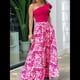 thumbnail image 4 of Conjuntos de 2 Piezas para Mujer, Top Corto de un Solo Hombro, Pantalones Largos y Anchos con Estampado Floral, Conjuntos Palazzo Rosa Roja M, 4 of 5